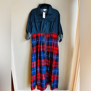 Wowo Plaid Red and Blue Women’s Dress Size 2X NWT